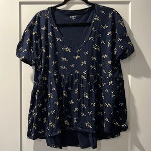 Loft Outlet Navy peplum with yellow flowers